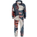 Fashionable Seamless Tropical Pattern With Bright Red Blue Flowers Hooded Jumpsuit (Men)  View1