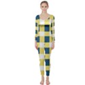 Diagonal Checkered Plaid Seamless Pattern Long Sleeve Catsuit View1