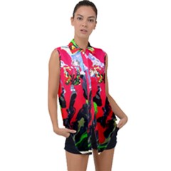 Faberge Chicken 1 3 Sleeveless Chiffon Button Shirt