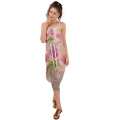 Nature Landscape Flowers Peonie Waist Tie Cover Up Chiffon Dress by Vaneshart