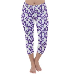 Cute Flowers - Imperial Purple Capri Winter Leggings  by FashionBoulevard