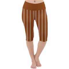 Nice Stripes - Burnt Orange Lightweight Velour Cropped Yoga Leggings by FashionBoulevard