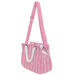 Nice Stripes - Flamingo Pink Rope Handles Shoulder Strap Bag by FashionBoulevard