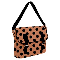 Polka Dots - Black On Cantaloupe Orange Buckle Messenger Bag by FashionBoulevard