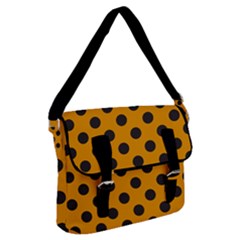 Polka Dots Black On Honey Orange Buckle Messenger Bag by FashionBoulevard