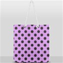 Polka Dots Black On Lavender Purple Full Print Rope Handle Tote (Large) View1