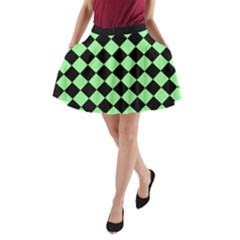 Block Fiesta Black And Mint Green A-line Pocket Skirt by FashionBoulevard