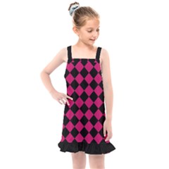 Block Fiesta Black And Peacock Pink Kids  Overall Dress