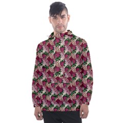 Doily Rose Pattern Red Men s Front Pocket Pullover Windbreaker by snowwhitegirl