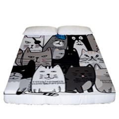 Cute Cat Hand Drawn Cartoon Style Fitted Sheet (california King Size) by Vaneshart