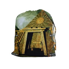 Awesome Steampunk Pyramid In The Night Drawstring Pouch (xl) by FantasyWorld7