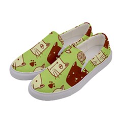 Cute Hand Drawn Cat Seamless Pattern Women s Canvas Slip Ons by Vaneshart