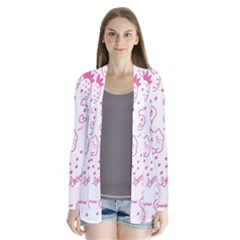 Cute Girly Seamless Pattern Drape Collar Cardigan by Vaneshart