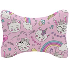 Beautiful Cute Animals Pattern Pink Seat Head Rest Cushion by Vaneshart