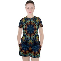 Fractal Flower Fantasy Floral Women s Tee And Shorts Set