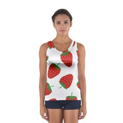 Seamless Pattern Fresh Strawberry Sport Tank Top  by Wegoenart