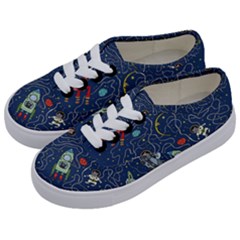 Cat Cosmos Cosmonaut Rocket Kids  Classic Low Top Sneakers by Wegoenart