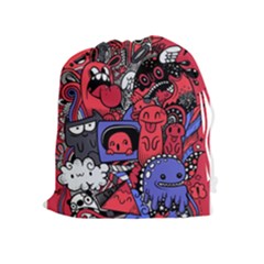 Abstract Grunge Urban Pattern With Monster Character Super Drawing Graffiti Style Vector Illustratio Drawstring Pouch (xl) by Nexatart