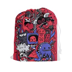 Abstract Grunge Urban Pattern With Monster Character Super Drawing Graffiti Style Vector Illustratio Drawstring Pouch (2xl) by Nexatart