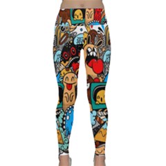 Abstract Grunge Urban Pattern With Monster Character Super Drawing Graffiti Style Lightweight Velour Classic Yoga Leggings by Nexatart