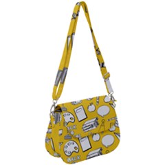 Pattern With Basketball Apple Paint Back School Illustration Saddle Handbag by Nexatart