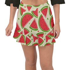 Cute Watermelon Seamless Pattern Fishtail Mini Chiffon Skirt