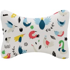 Vector Set Isolates With Cute Birds Scandinavian Style Seat Head Rest Cushion by Vaneshart