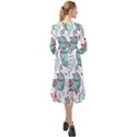 Floral Pattern With Birds Flowers Leaves Dark Background Ruffle End Midi Chiffon Dress View2