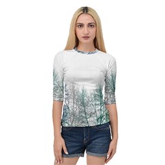 Multicolor Graphic Botanical Print Quarter Sleeve Raglan Tee