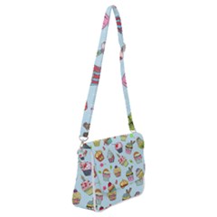 Cupcake Doodle Pattern Shoulder Bag With Back Zipper by Sobalvarro