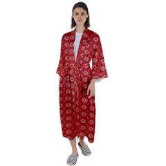 Red Kalider Maxi Satin Kimono by Sparkle