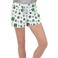 St Patricks Day Pattern Velour Lounge Shorts by Valentinaart