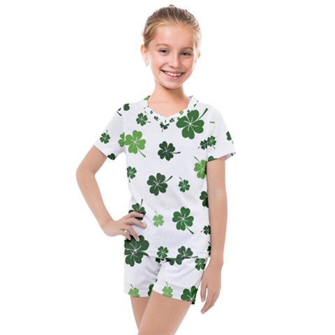 St Patricks Day Pattern Kids  Mesh Tee And Shorts Set by Valentinaart