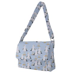 Cute Seagulls Seamless Pattern Light Blue Background Full Print Messenger Bag (l) by Wegoenart