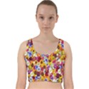 Fantasy Garden Yellow Velvet Racer Back Crop Top View1