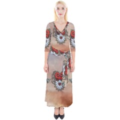 Wonderful Elegant Heart Quarter Sleeve Wrap Maxi Dress by FantasyWorld7