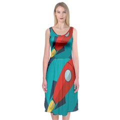 Rocket With Science Related Icons Image Midi Sleeveless Dress