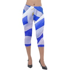 Uruguay Flags Waving Lightweight Velour Capri Leggings  by dflcprintsclothing