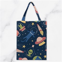 Seamless Pattern With Funny Aliens Cat Galaxy Classic Tote Bag by Vaneshart