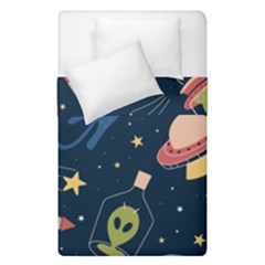 Seamless Pattern With Funny Aliens Cat Galaxy Duvet Cover Double Side (single Size)