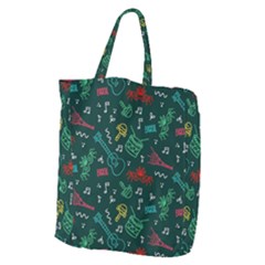 Guitars Musical Notes Seamless Carnival Pattern Giant Grocery Tote