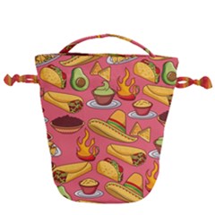 Seamless Pattern Mexican Food Hat Traditional Drawstring Bucket Bag by Vaneshart