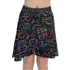 Seamless Pattern With Love Symbols Chiffon Wrap Front Skirt by Vaneshart