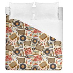 Music Retro Seamless Pattern Duvet Cover (queen Size) by Vaneshart