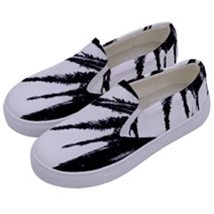 Black And White Tropical Moonscape Illustration Kids  Canvas Slip Ons by dflcprintsclothing