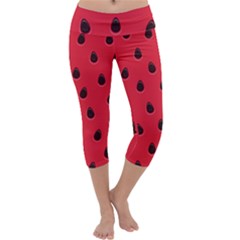 Seamless Watermelon Surface Texture Capri Yoga Leggings by Vaneshart