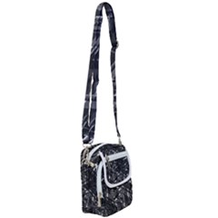 Black And White Intricate Geometric Print Shoulder Strap Belt Bag by dflcprintsclothing