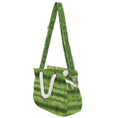 Watermelon Pattern, Fruit Skin In Green Colors Rope Handles Shoulder Strap Bag by Casemiro