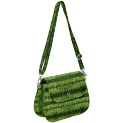 Watermelon Pattern, Fruit Skin In Green Colors Saddle Handbag by Casemiro