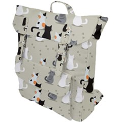 Cute Cat Seamless Pattern Buckle Up Backpack by Vaneshart